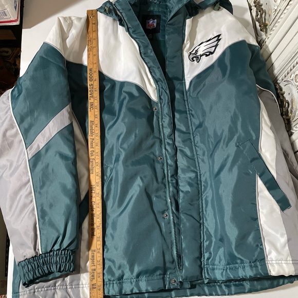 vintage NFL Philadelphia Eagles green white coat zip out fleece vest removable - Picture 8 of 14